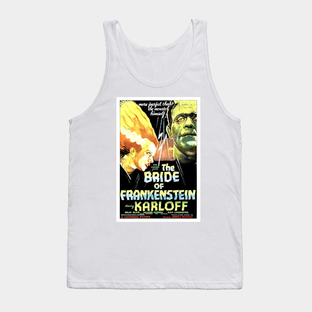 The Bride Of The Frankenstein Hollywood Horror B Movie Vintage Tank Top by vintageposters